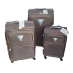 Lot de 3 valises en tissus marron