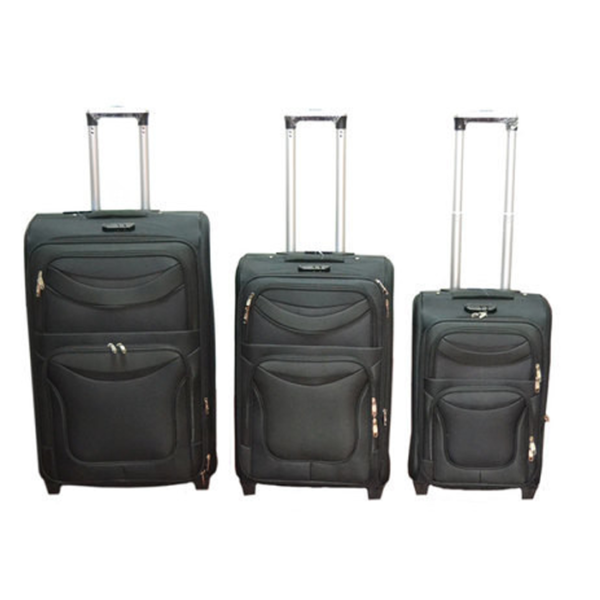 Lot de 3 valises en tissus Noir